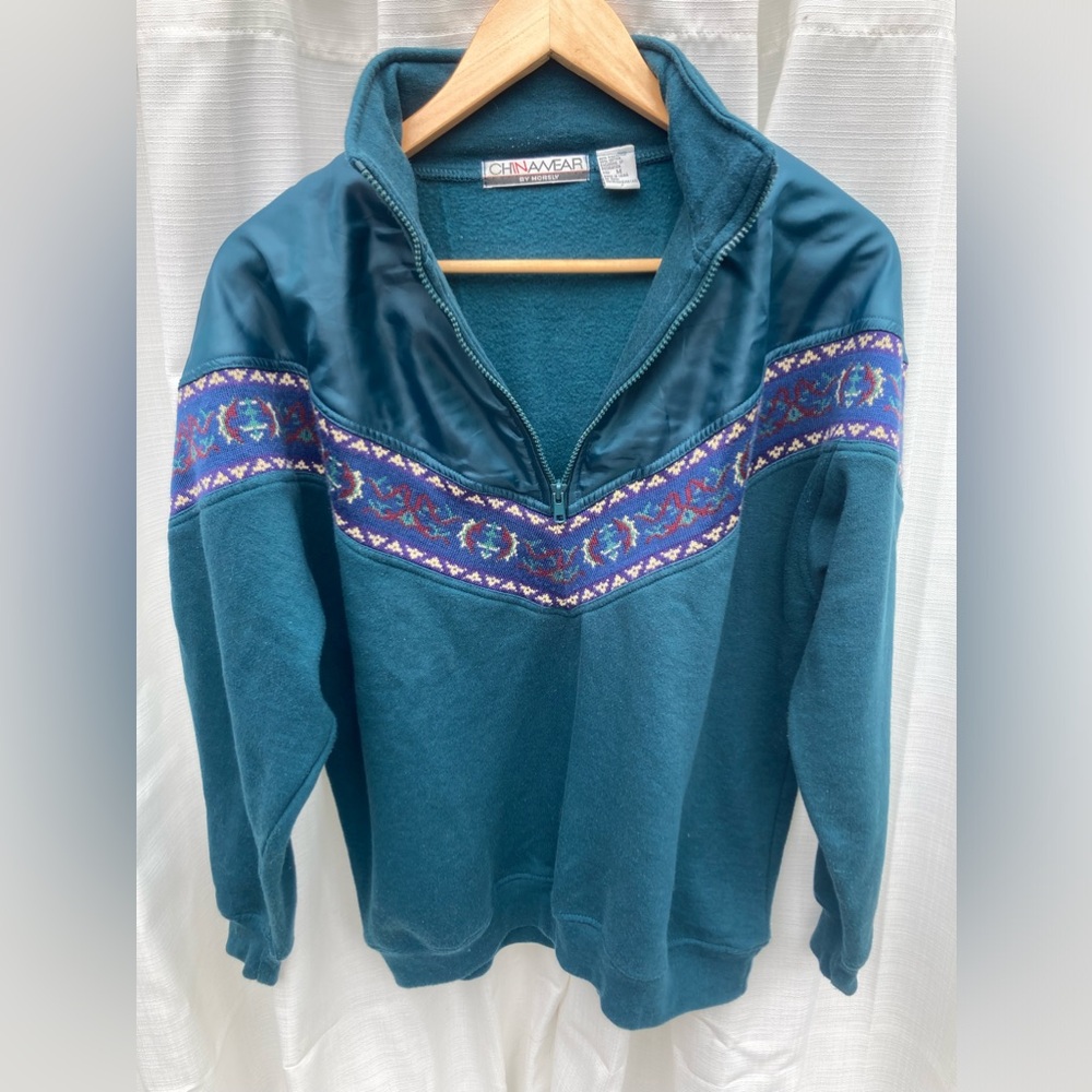 Vintage 1990's Chinawear by Morsly Quarter Zip Sweatshirt, Size Medium